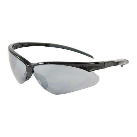 ADVERSARY, Safety Glasses, Anti-Scratch, Silver Mirror Lens, Black Frame, Half-Frame MPN:250-28-0006