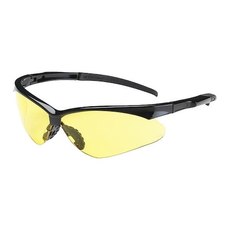 ADVERSARY, Safety Glasses, Anti-Scratch, Amber Lens, Black Frame, Half-Frame MPN:250-28-0009