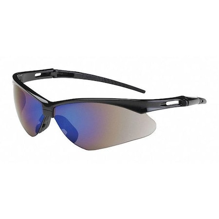 Anser, Safety Glasses, Anti-Scratch, Blue Mirror Lens, Black Frame, Half-Frame MPN:250-AN-10115