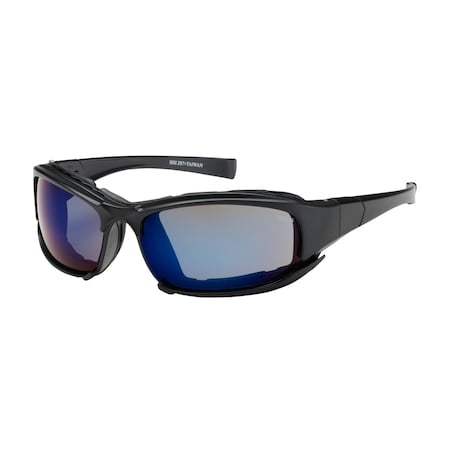 Cefiro, Safety Glasses, Anti-Fog & Anti-Scratch, Blue Mirror Lens, Black Frame, Full-Frame, 1 PR MPN:250-CE-10093