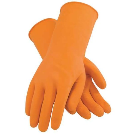 Chemical Resistant Gloves, Natural Rubber Latex, 13 in L, 28 mil, Orange, S, 12 PK MPN:48-L302T/S