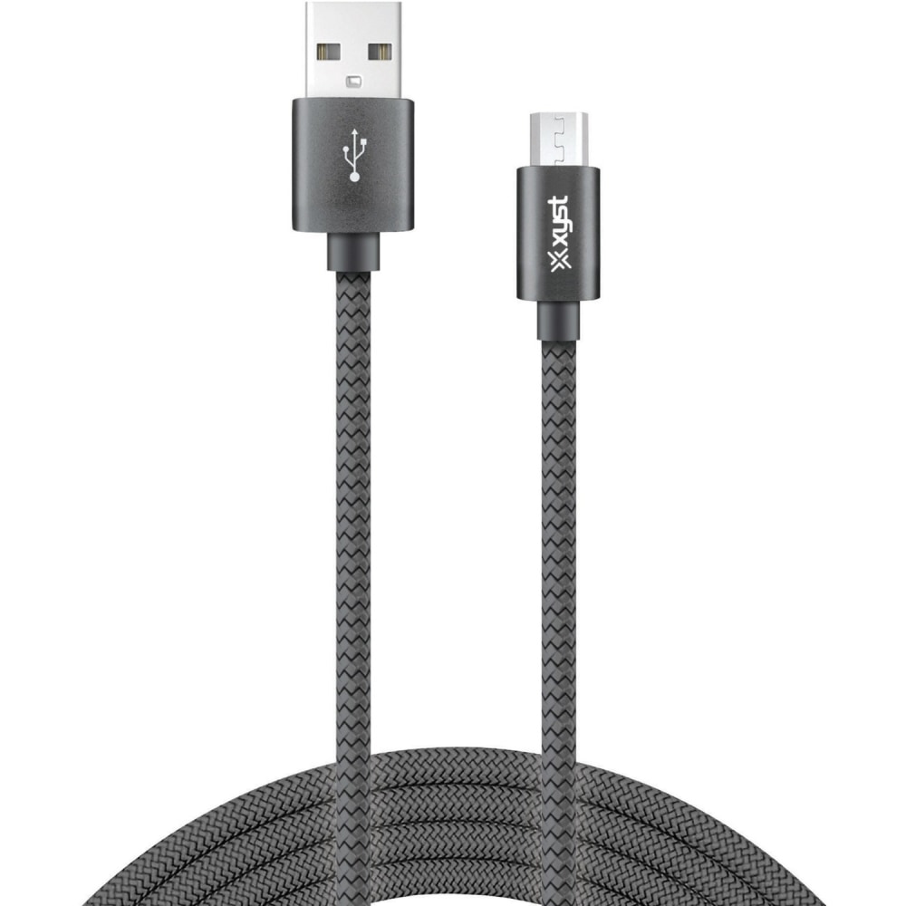 XYST Charge and Sync USB to Micro USB Braided Cable, 10 Ft. (Black) - 10 ft Micro-USB/USB Data Transfer Cable - XYSM10204B MPN:XYS-M10204B