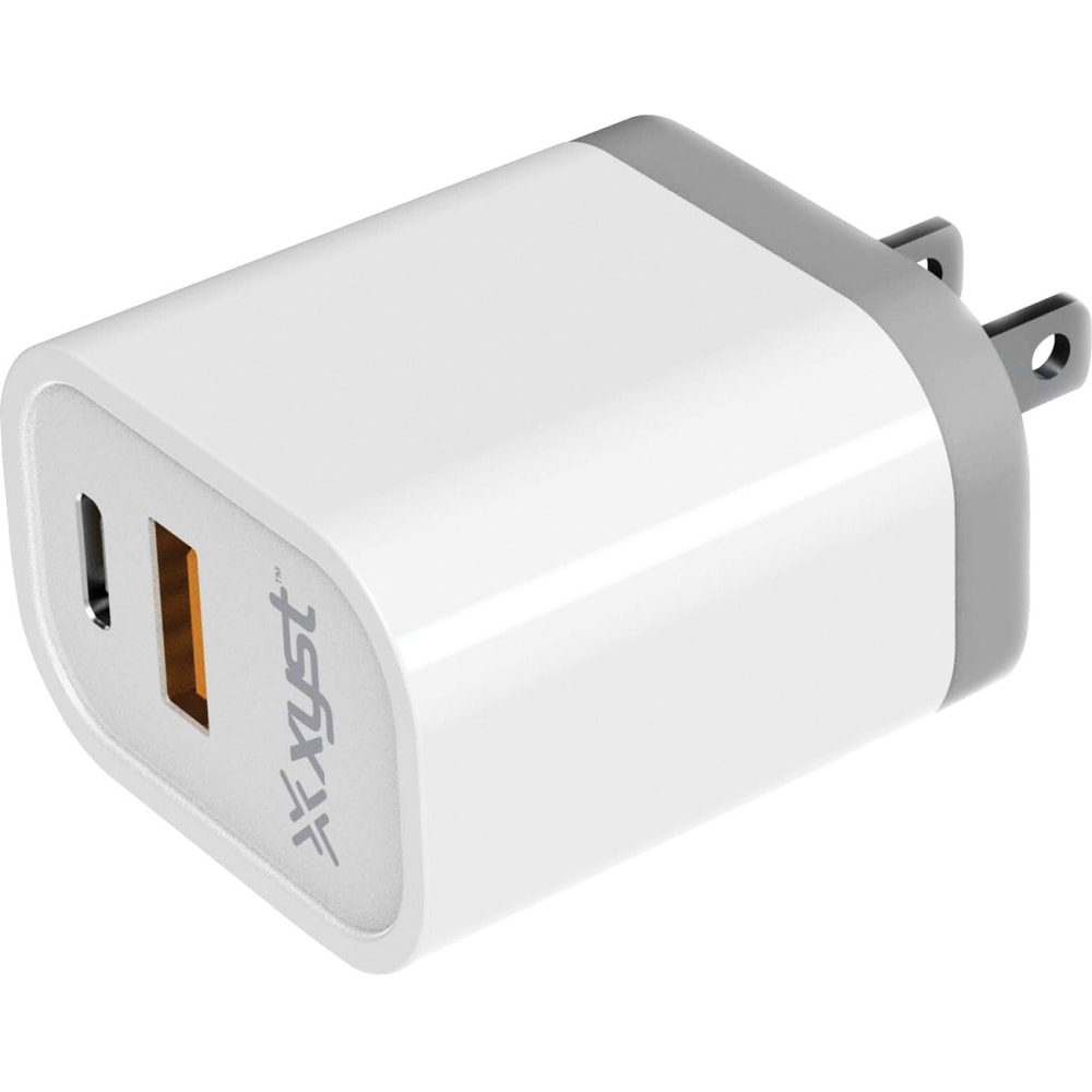 Bower XYST 3.4 Amp Dual USB Wall Charger with USB Port and USB Type C Port 120 V AC, 230 V AC Input 5 V DC, 9 V DC, 12 V DC Output 3.10 A White MPN:XYS-342WCWT