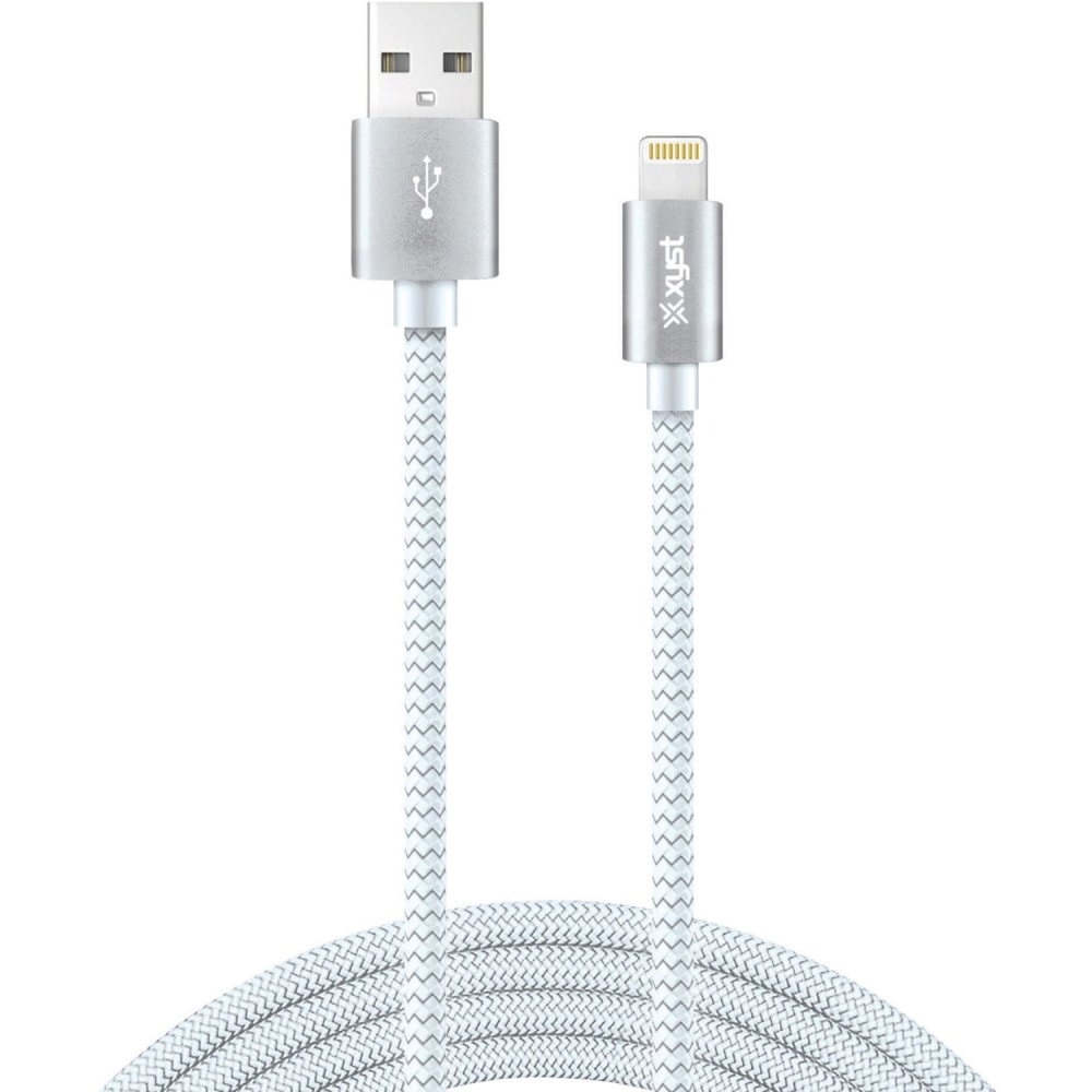 XYST Charge and Sync USB to Lightning Braided Cable, 10 Ft. (White) - 10 ft Lightning/USB Data Transfer Cable - XYSL10604B MPN:XYS-L10604B