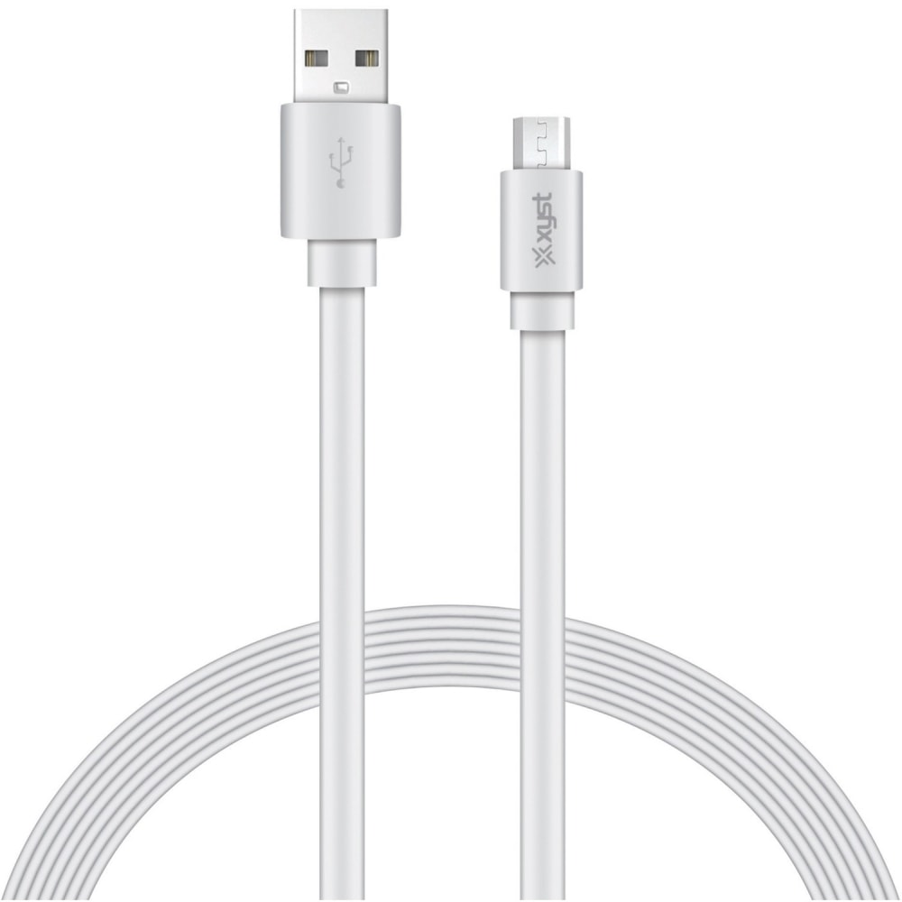 XYST Charge and Sync USB to Micro USB Flat Cable, 4 Ft. (White) - 4 ft Micro-USB/USB Data Transfer Cable - XYSM4604F MPN:XYS-M4604F