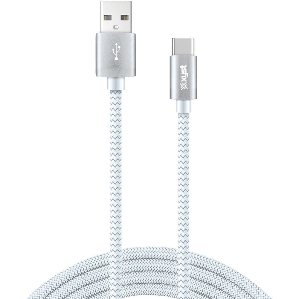 XYST Charge and Sync USB to USB-C Braided Cable, 10 Ft. (White) - 10 ft USB/USB-C Data Transfer Cable - XYSTC10604B MPN:XYS-TC10604B