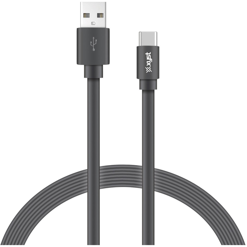 XYST Charge and Sync USB to USB-C Flat Cable, 4 Ft. (Black) - 4 ft USB/USB-C Data Transfer Cable - First End: 1x USB 2.0 Type - XYSTC4204F MPN:XYS-TC4204F