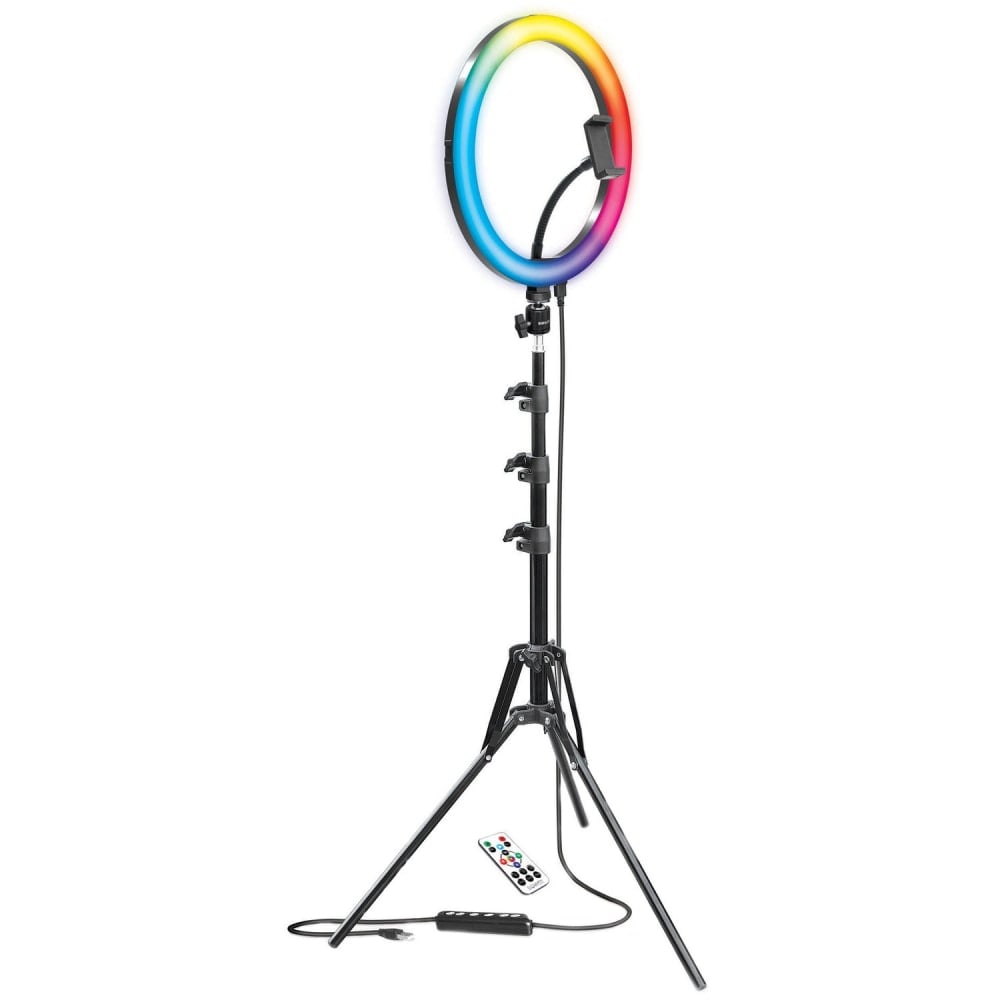 Bower RGB Selfie Ring Light Studio Kit With Wireless Remote Control & Tripod, 15-3/4inH, 13W, Black MPN:WA-RLSRGB12