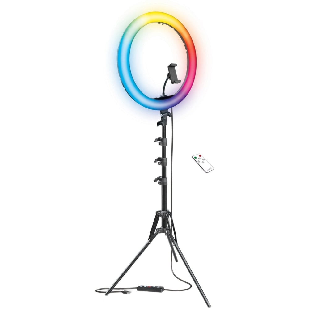 Bower RGB Selfie Ring Light Studio Kit With Wireless Remote Control & Tripod, 62inH, 10W, Black MPN:WA-RLSRGB16