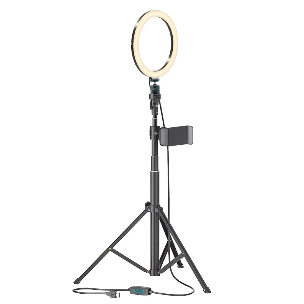 Bower 8in Selfie Ring Light Studio LED 12W Tripod Stand And Phone Holder, 51inH, Black MPN:WA-SL8