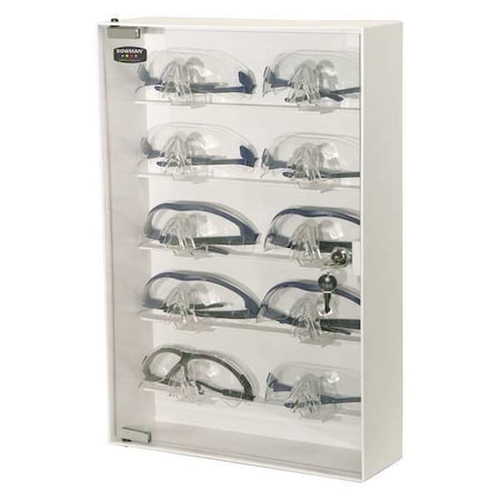 Eyewear Cabinet, Case with Door, 10 Pairs, ABS Plastic, PETG, 20 in H x 13 1/2 in W x 4 1/8 in D MPN:CP-075