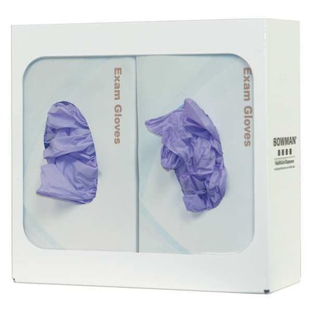 Glove Dispenser, Steel, Holds (2) Boxes, White, 10 in H x 10-5/8 in W x 3-7/8 in D MPN:GB-002