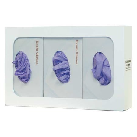 Glove Dispenser, Steel, Holds (3) Boxes, White, 10 in H x 15-7/8 in W x 3-7/8 in D MPN:GB-003