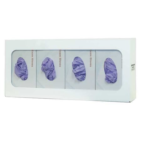 Glove Dispenser, Steel, Holds (4) Boxes, White, 10 in H x 22-3/8 in W x 3-7/8 in D MPN:GB-059