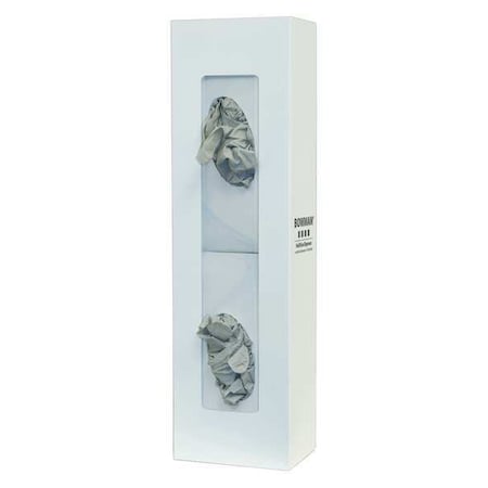 Glove Dispenser, Steel, Holds (2) Boxes, White, 20 in H x 5-5/8 in W x 3-7/8 in D MPN:GB-067