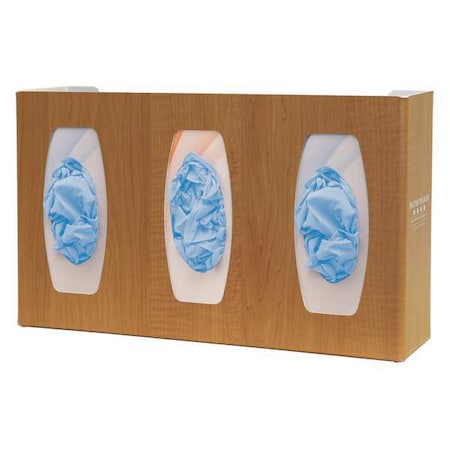 Glove Dispenser, ABS, Holds (3) Boxes, Maple Wood, 10-1/8 in H x 17 in W x 4 in D MPN:GL030-0223