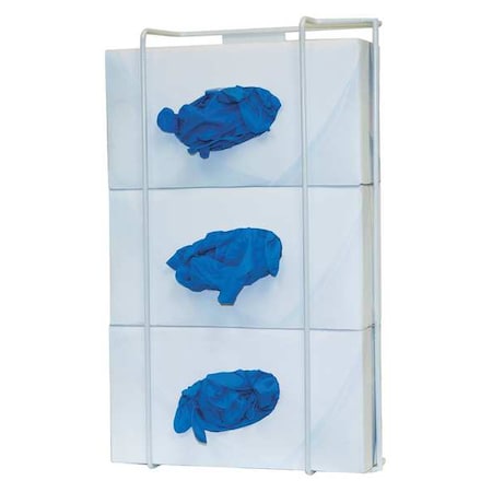 Glove Dispenser, Steel Wire, Holds (3) Boxes, White, 8-1/8 in H x 16-3/8 in W x 3-3/4 in D MPN:GL033-0613
