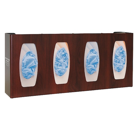 Glove Dispenser, ABS, Holds (4) Boxes, Cherry Wood, 10-1/8 in H x 22-5/8 in W x 4 in D MPN:GL040-0233