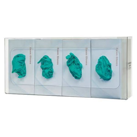 Glove Dispenser, PETG, Holds (4) Boxes, Clear, 10 in H x 22-1/2 in W x 4 in D MPN:GP-061