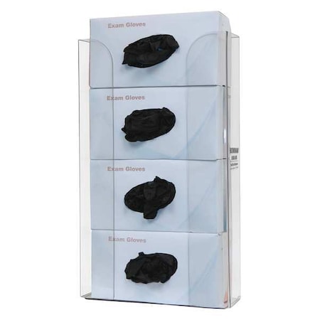 Glove Dispenser, PETG, Holds (4) Boxes, Clear, 19-1/8 in H x 10-1/2 in W x 4 in D MPN:GP-340