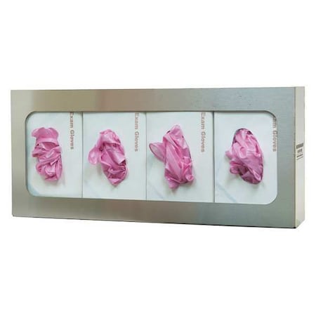 Glove Dispenser, Stainless Steel, Holds (4) Boxes, Silver, 10 in H x 22-1/4 in W x 4 in D MPN:GS-060