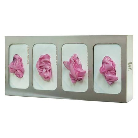 Glove Dispenser, Stainless Steel, Holds (4) Boxes, Silver, 10 in H x 21-1/8 in W x 4 in D MPN:GS-124