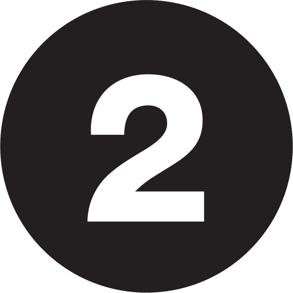 Tape Logic Permanent Inventory Labels, DL1342, Number 2, Round, 3in, Black, Roll Of 500 MPN:DL1342
