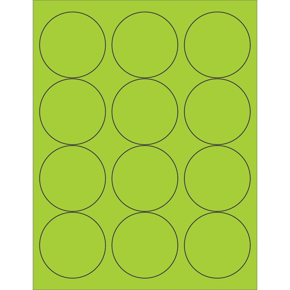 Tape Logic Labels, LL194GN, Circle, 2 1/2in, Fluorescent Green, Case Of 1, 200 MPN:LL194GN