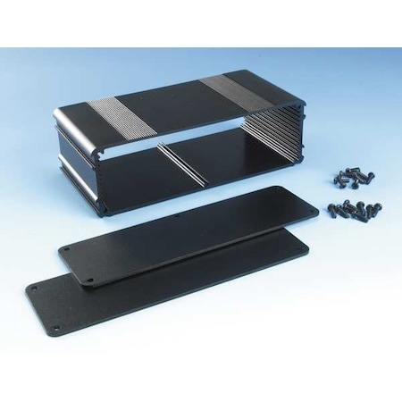 Screws Electrical Enclosures, 3.16 in H, 2.11 in D, 6.69 in W, 4, Aluminum MPN:B4-080BK