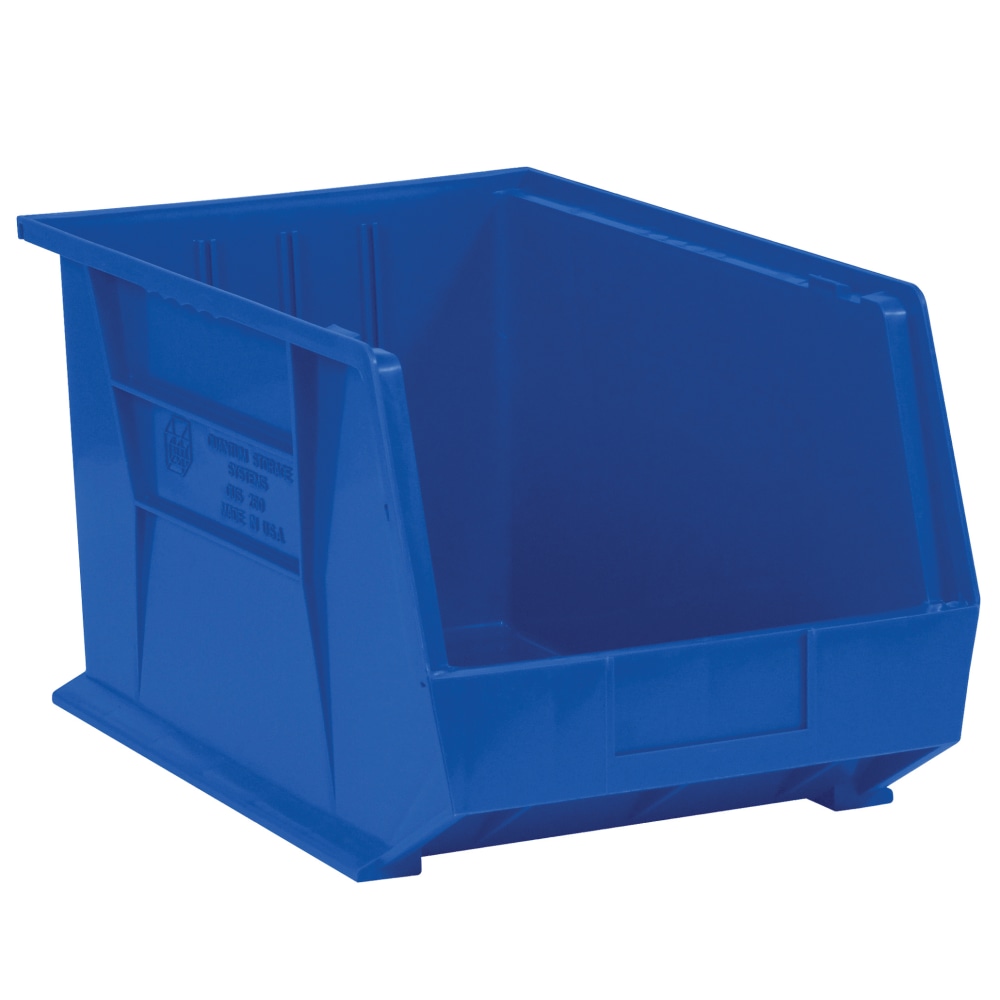 Partners Brand Plastic Stack & Hang Bin Boxes, Medium Size, 10 3/4in x 8 1/4in x 7in, Blue, Pack Of 6 MPN:BINP1087B