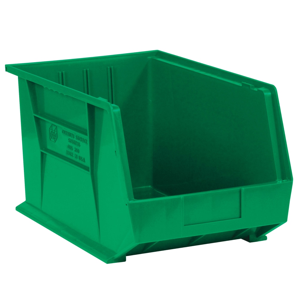 Partners Brand Plastic Stack & Hang Bin Boxes, Medium Size, 10 3/4in x 8 1/4in x 7in, Green, Pack Of 6 MPN:BINP1087G