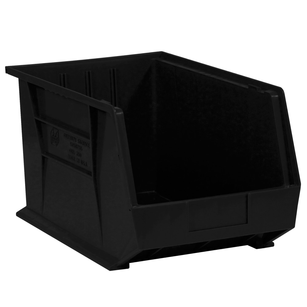 Partners Brand Plastic Stack & Hang Bin Boxes, Medium Size, 10 3/4in x 8 1/4in x 7in, Black, Pack Of 6 MPN:BINP1087K