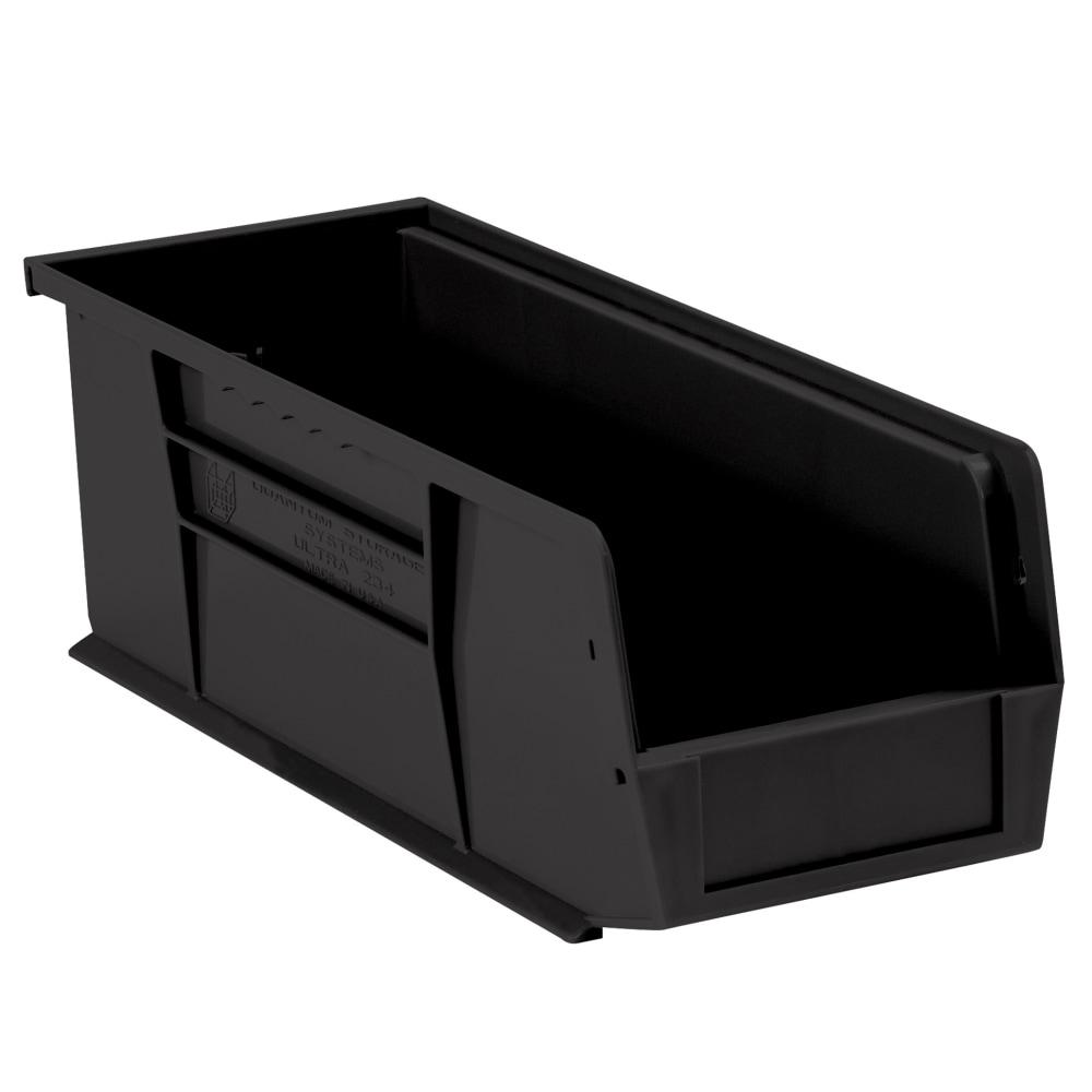 Partners Brand Plastic Stack & Hang Bin Boxes, Small Size, 10 7/8in x 4 1/8in x 4in, Black, Pack Of 12 MPN:BINP1144K