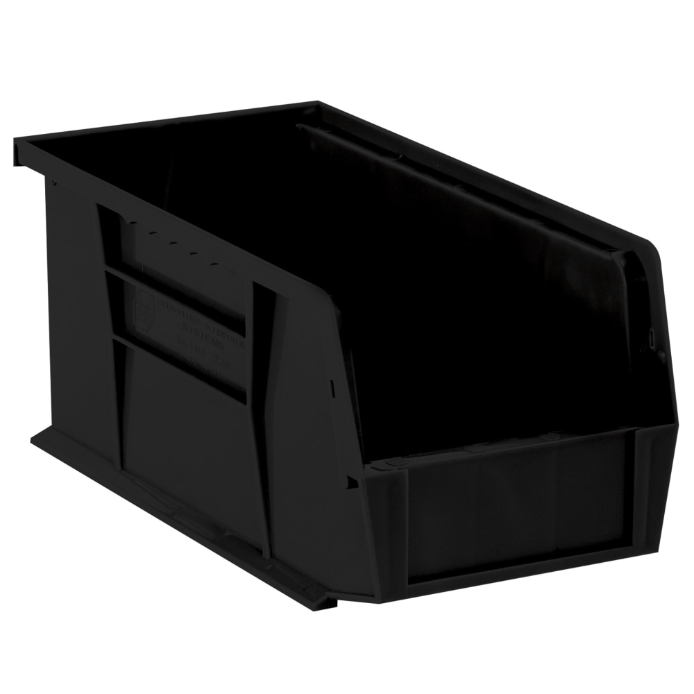 Partners Brand Plastic Stack & Hang Bin Boxes, Small Size, 10 7/8in x 5 1/2in x 5in, Black, Pack Of 12 MPN:BINP1155K