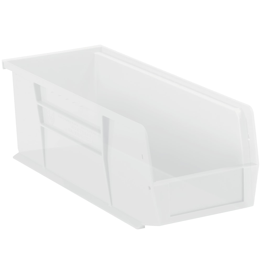 Partners Brand Plastic Stack & Hang Bin Boxes, Small Size, 14 3/4in x 5 1/2in x 5in, Clear, Pack Of 12 MPN:BINP1555CL