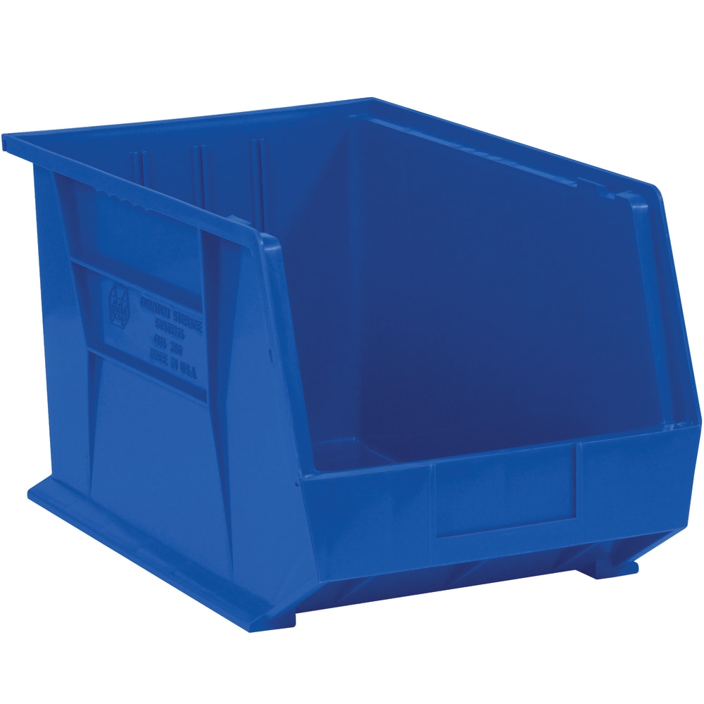 Partners Brand Plastic Stack & Hang Bin Boxes, Medium Size, 16in x 11in x 8in, Blue, Pack Of 4 MPN:BINP1611B