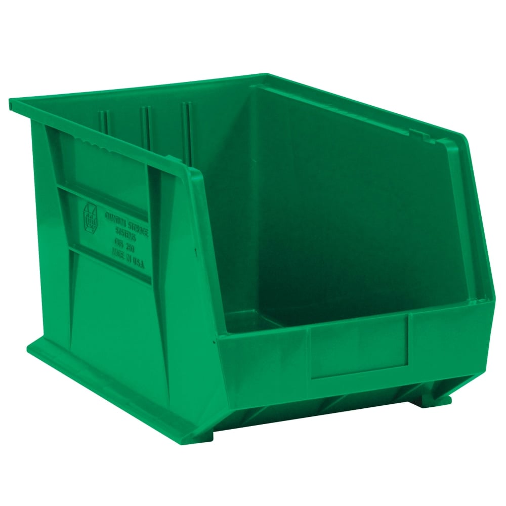 Partners Brand Plastic Stack & Hang Bin Boxes, Medium Size, 16in x 11in x 8in, Green, Pack Of 4 MPN:BINP1611G