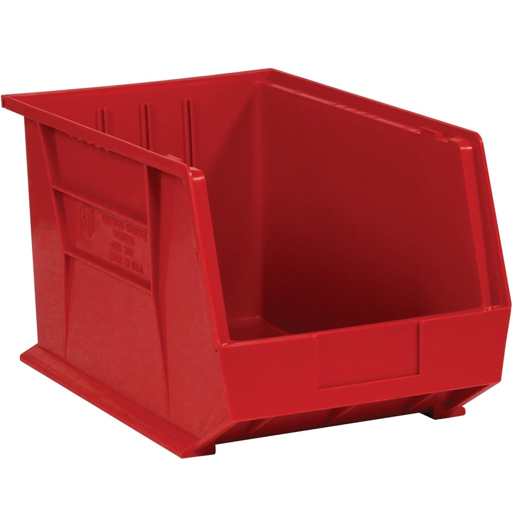 Partners Brand Plastic Stack & Hang Bin Boxes, Medium Size, 16in x 11in x 8in, Red, Pack Of 4 MPN:BINP1611R