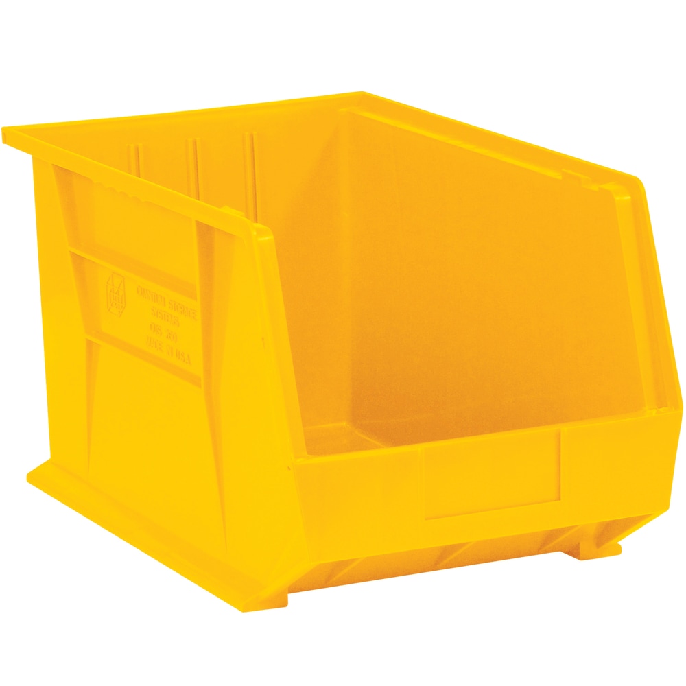 Partners Brand Plastic Stack & Hang Bin Boxes, Medium Size, 16in x 11in x 8in, Yellow, Pack Of 4 MPN:BINP1611Y