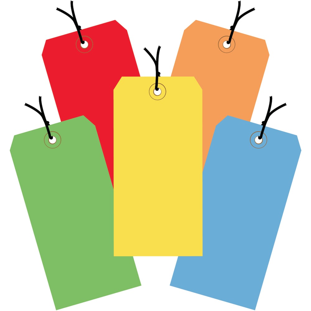 Partners Brand Shipping Tags, Pre-Strung, 100% Recycled, 4 3/4in x 2 3/8in, Assorted Colors, Case Of 1, 000 MPN:G20002