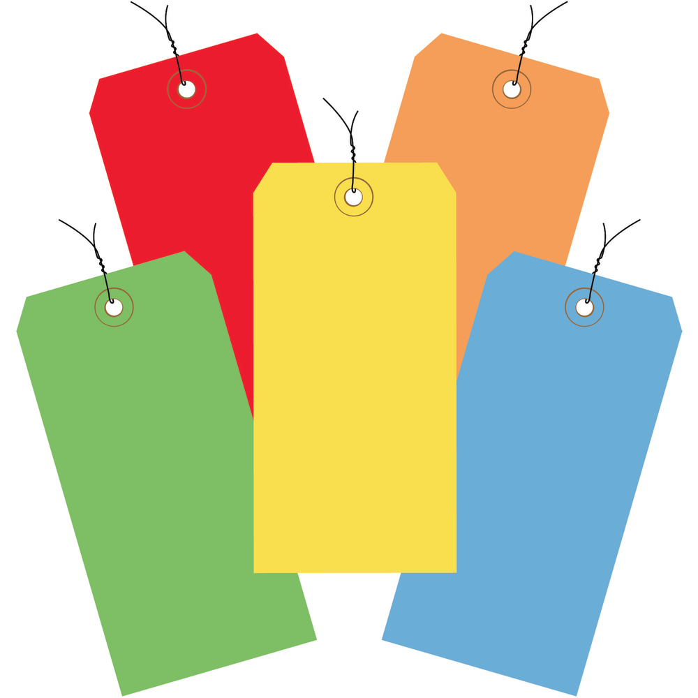 Partners Brand Shipping Tags, Prewired, 100% Recycled, 6 1/4in x 3 1/8in, Assorted Colors, Case Of 1, 000 MPN:G21003