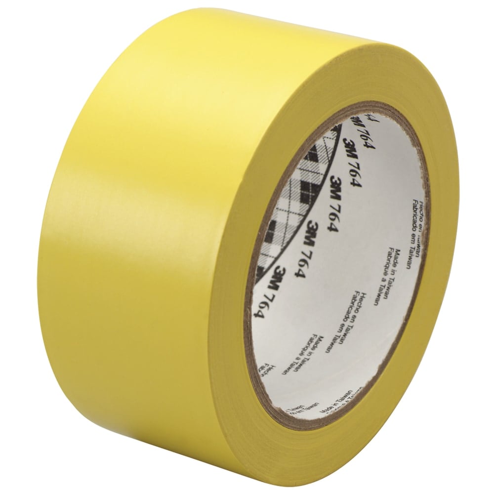 3M 764 Vinyl Tape, 3in Core, 2in x 36 Yd., Yellow, Case Of 6 MPN:T967764Y6PK