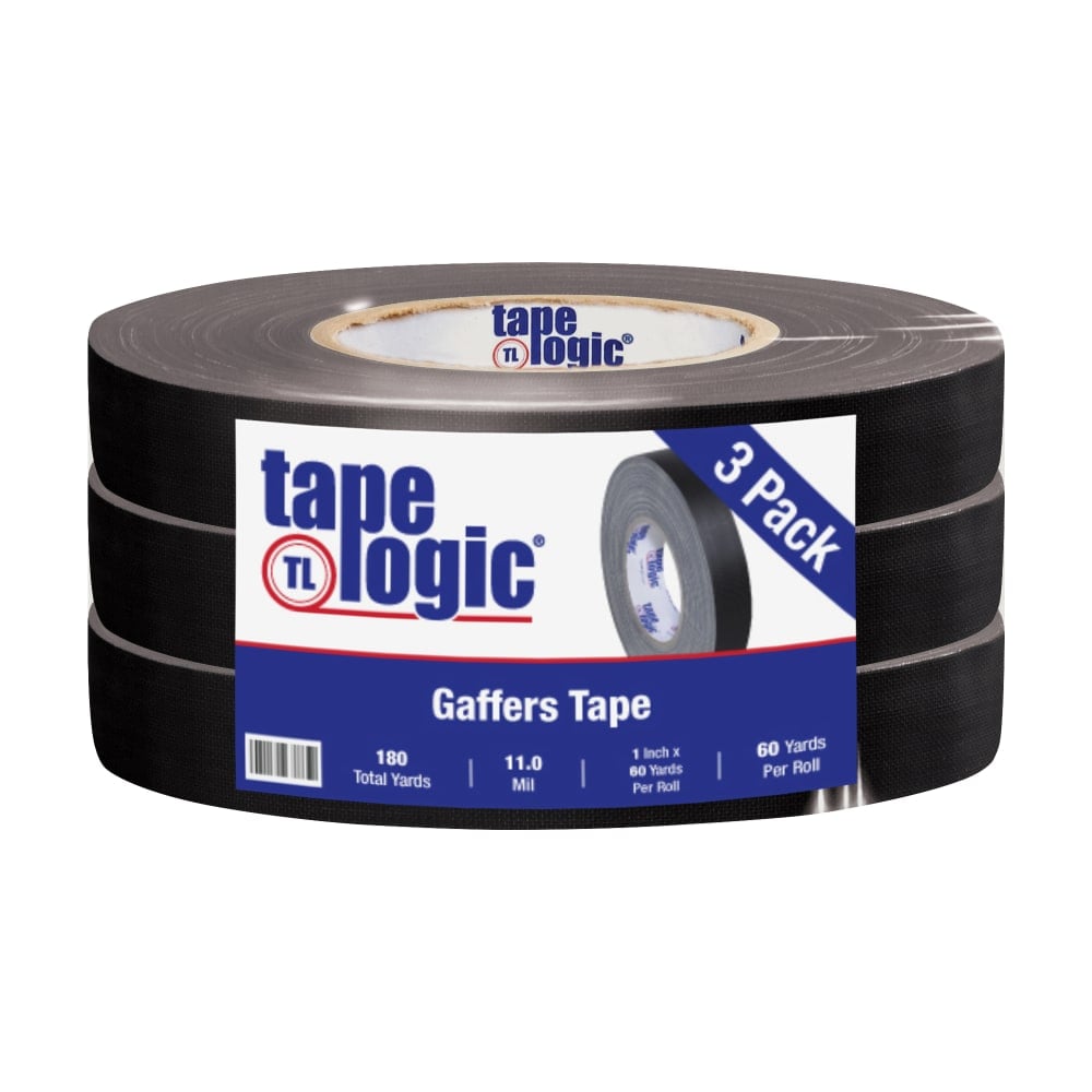 Tape Logic Gaffers Tape, 1in x 60 Yd., 11 Mil, Black, Case Of 3 Rolls MPN:T98618B3PK