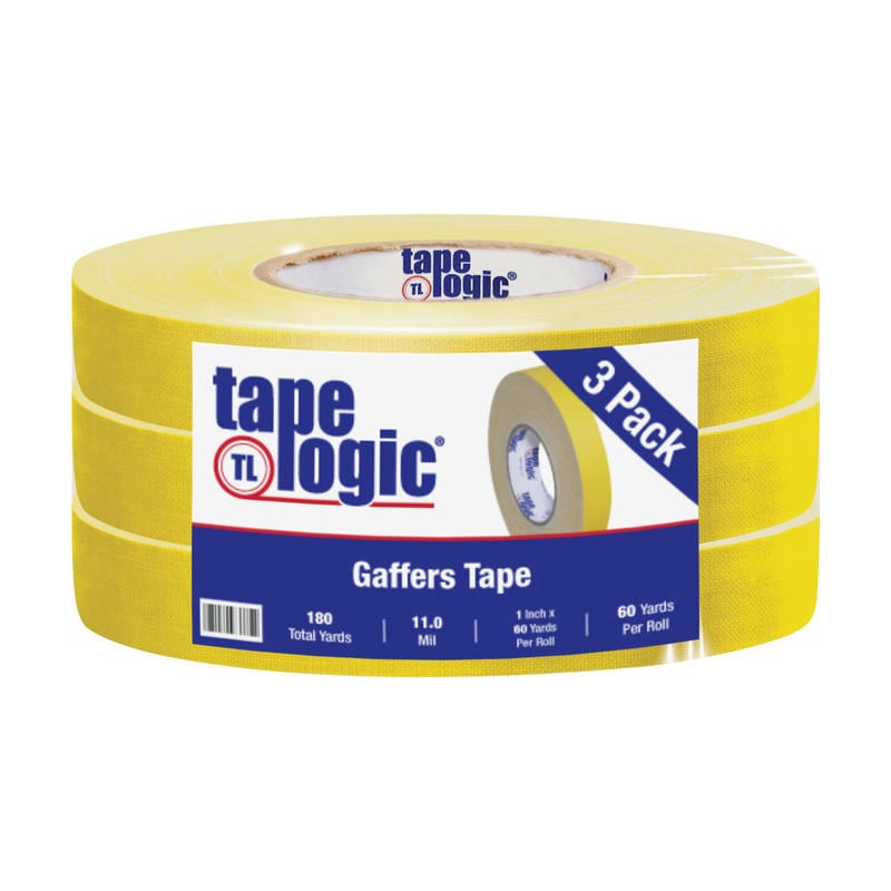 Tape Logic Gaffers Tape, 1in x 60 Yd., 11 Mil, Yellow, Case Of 3 Rolls MPN:T98618Y3PK