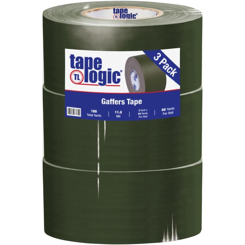 Tape Logic Gaffers Tape, 3in x 60 Yd., 11 Mil, Olive Green, Case Of 3 Rolls MPN:T98818OG3PK