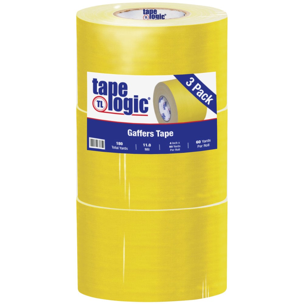Tape Logic Gaffers Tape, 4in x 60 Yd., 11 Mil, Yellow, Case Of 3 Rolls MPN:T98918Y3PK