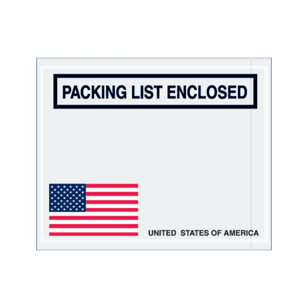 Tape Logic Packing List Envelopes, 4 1/2in x 5 1/2in, USA Flag, Pack Of 1, 000 MPN:PL465