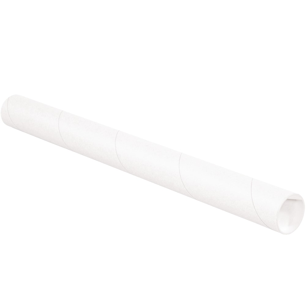 Partners Brand White Mailing Tubes With Plastic Endcaps, 2in x 15in, 80% Recycled, Pack Of 50 MPN:P2015W