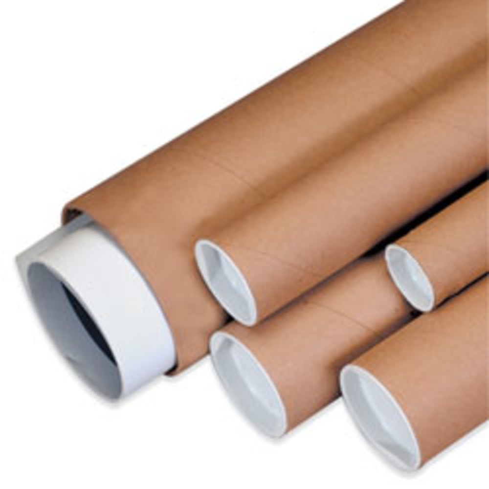 Partners Brand Kraft Mailing Tubes With Plastic Endcaps, 2 1/2in x 30in, Pack Of 34 MPN:P2530K