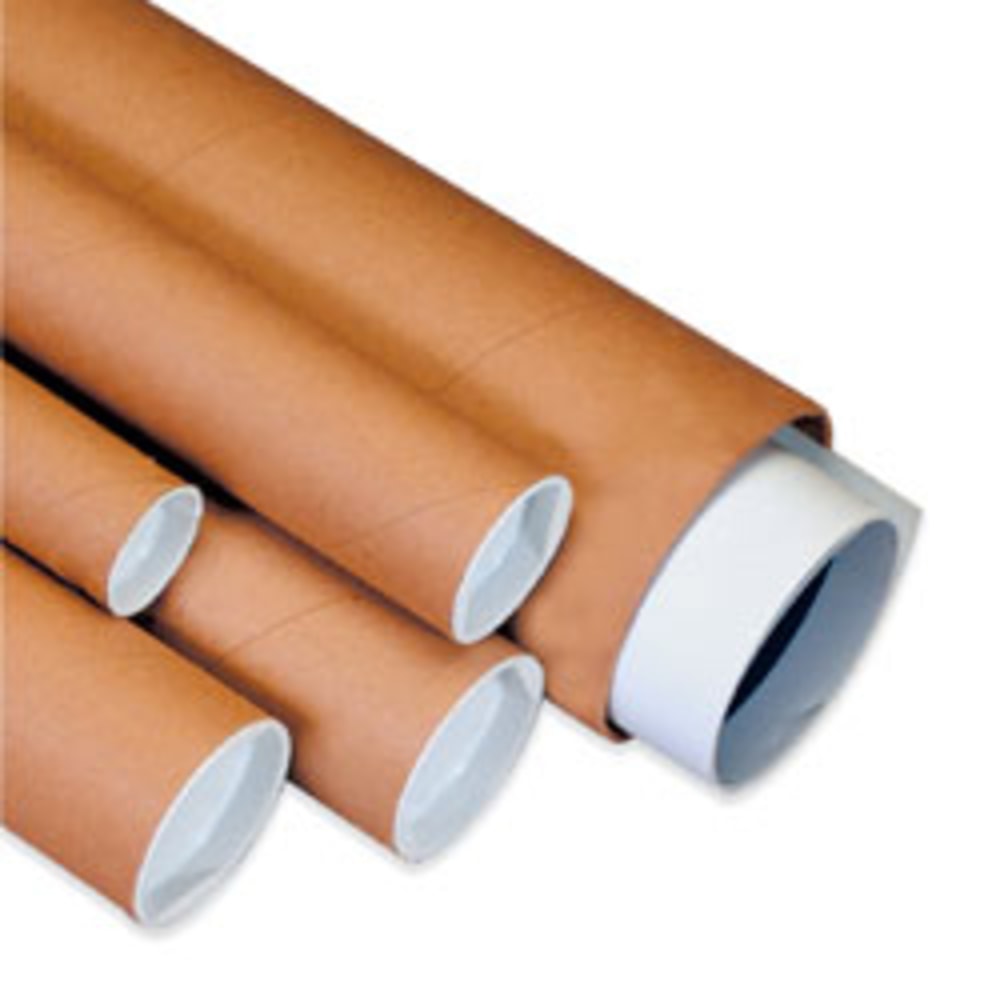 Partners Brand Kraft Mailing Tubes With Plastic Endcaps, 3in x 26in, Pack Of 24 MPN:P3026K